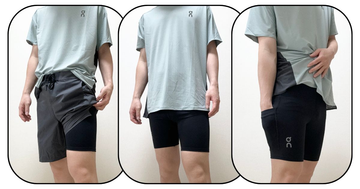 Onの2in1ランニングショーツ］パフォーマンスハイブリッドショーツが