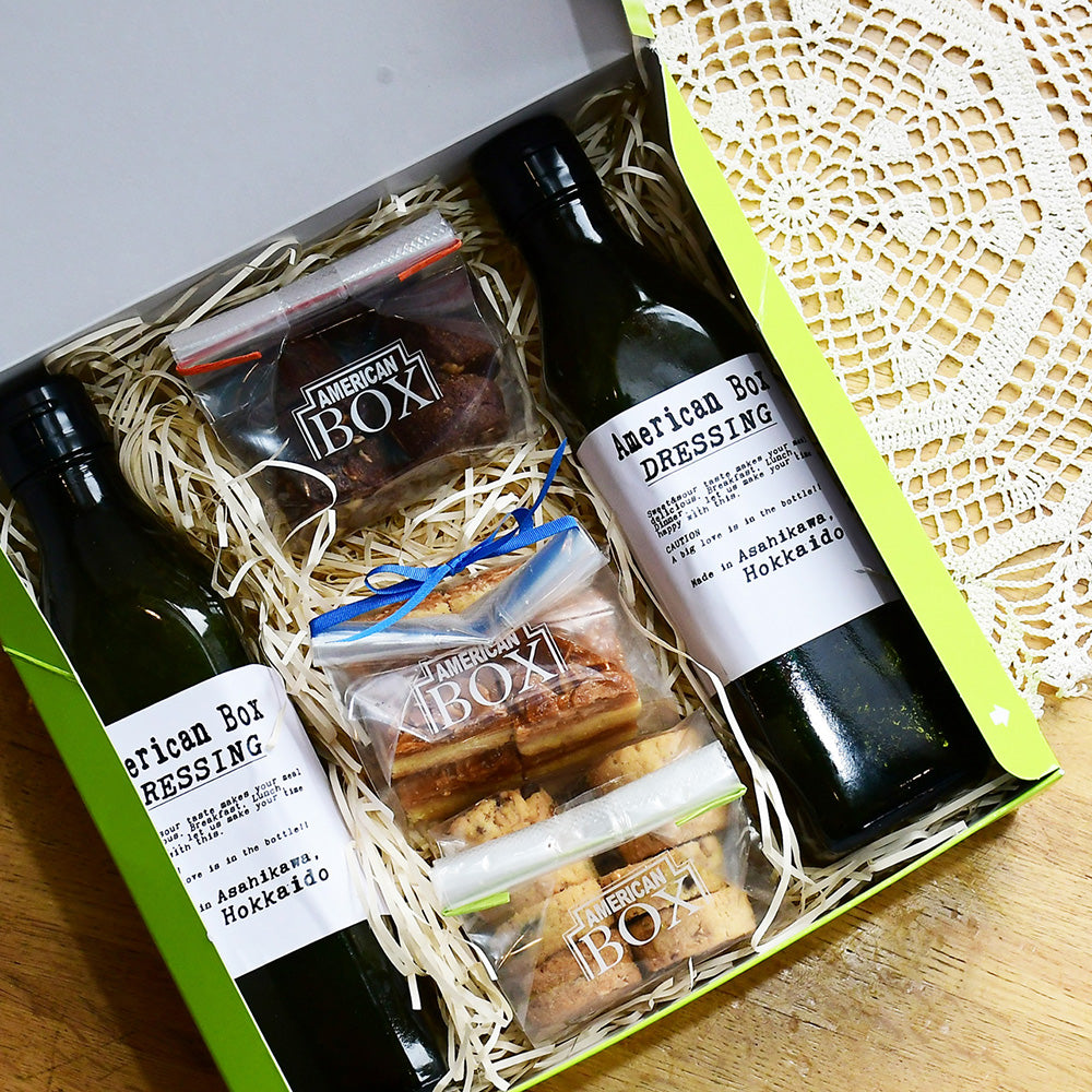 北海道カフェ／American Box発】りんごドレッシング（2本）・焼菓子（3
