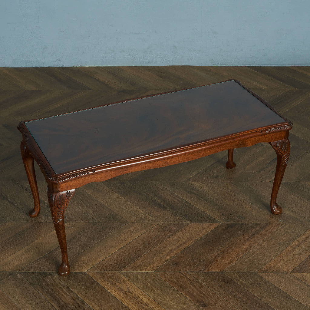 英国クラシック ガラストップ コーヒーテーブル / センターテーブル