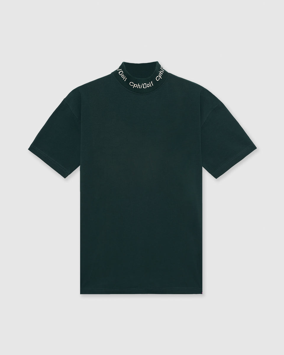Cph/Golf™️ #JACQUARD LOGO MOCK NECK TEE - GREEN - – Cph/Golf™︎