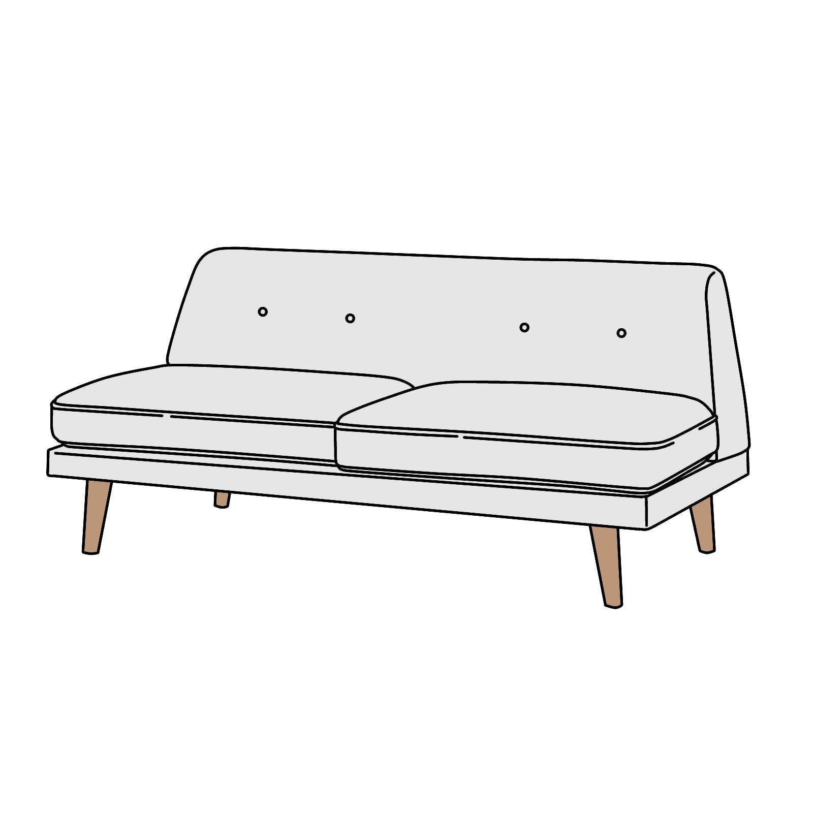 KEYUCA（ケユカ）ムートソファ 2.5人掛け 横幅約150cm