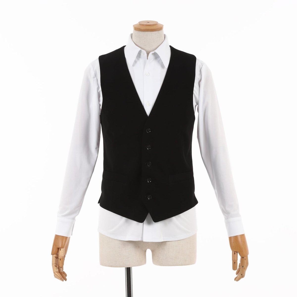 日本製】社交ダンス用 メンズ ベスト V開き 黒 無地 2050 S ～ 4L