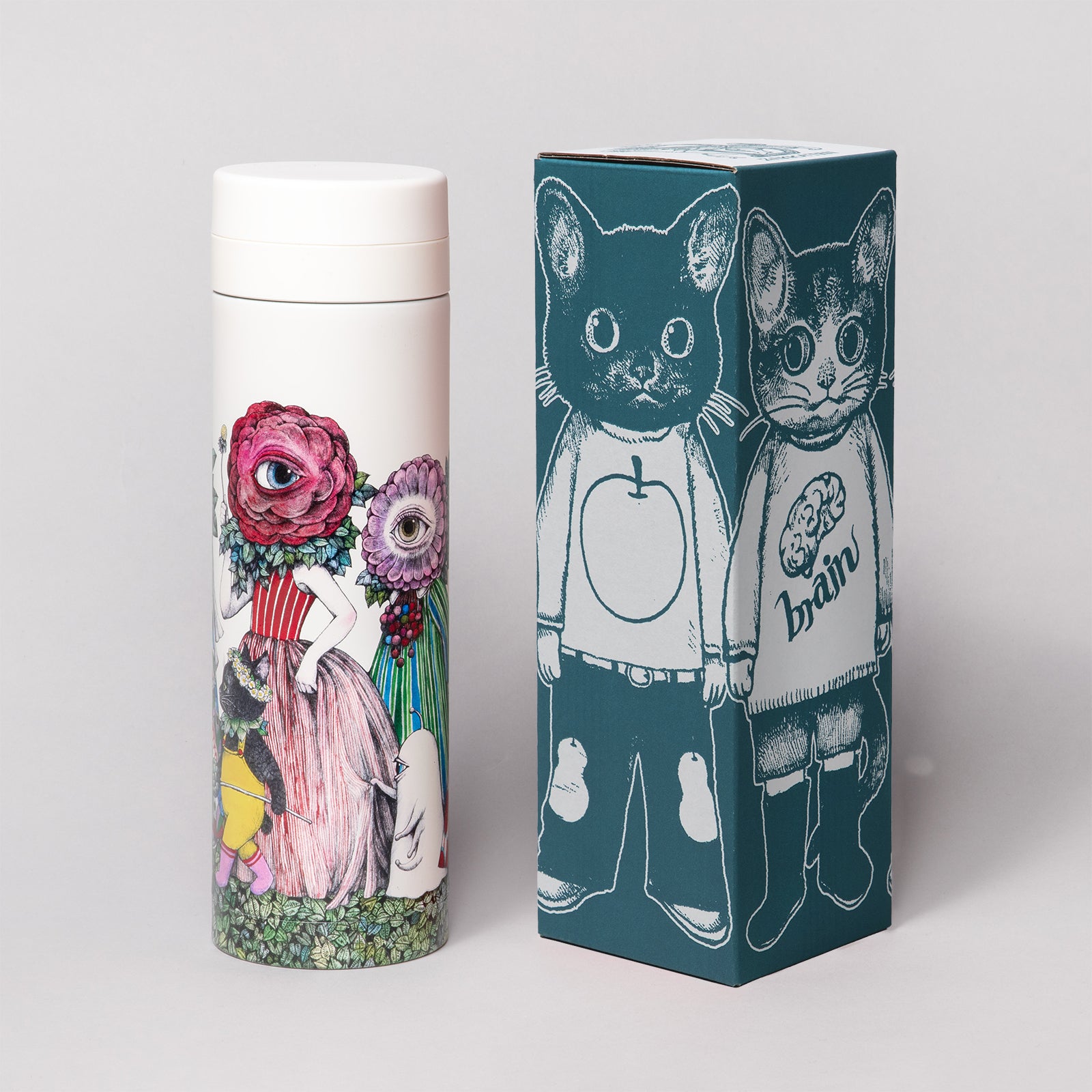 サーモボトル 眼花たちとくろいねこ – ボリス雑貨店