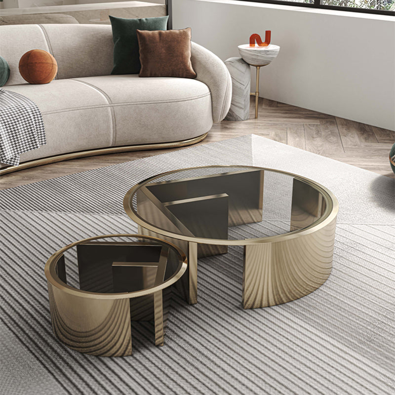 INDOORPLUS公式/ガラス ローテーブル 黒金 ラグジュアリ インスタ映え