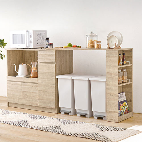 伸縮キッチンカウンター 2点セット 幅104~178 フラット 2口コンセント