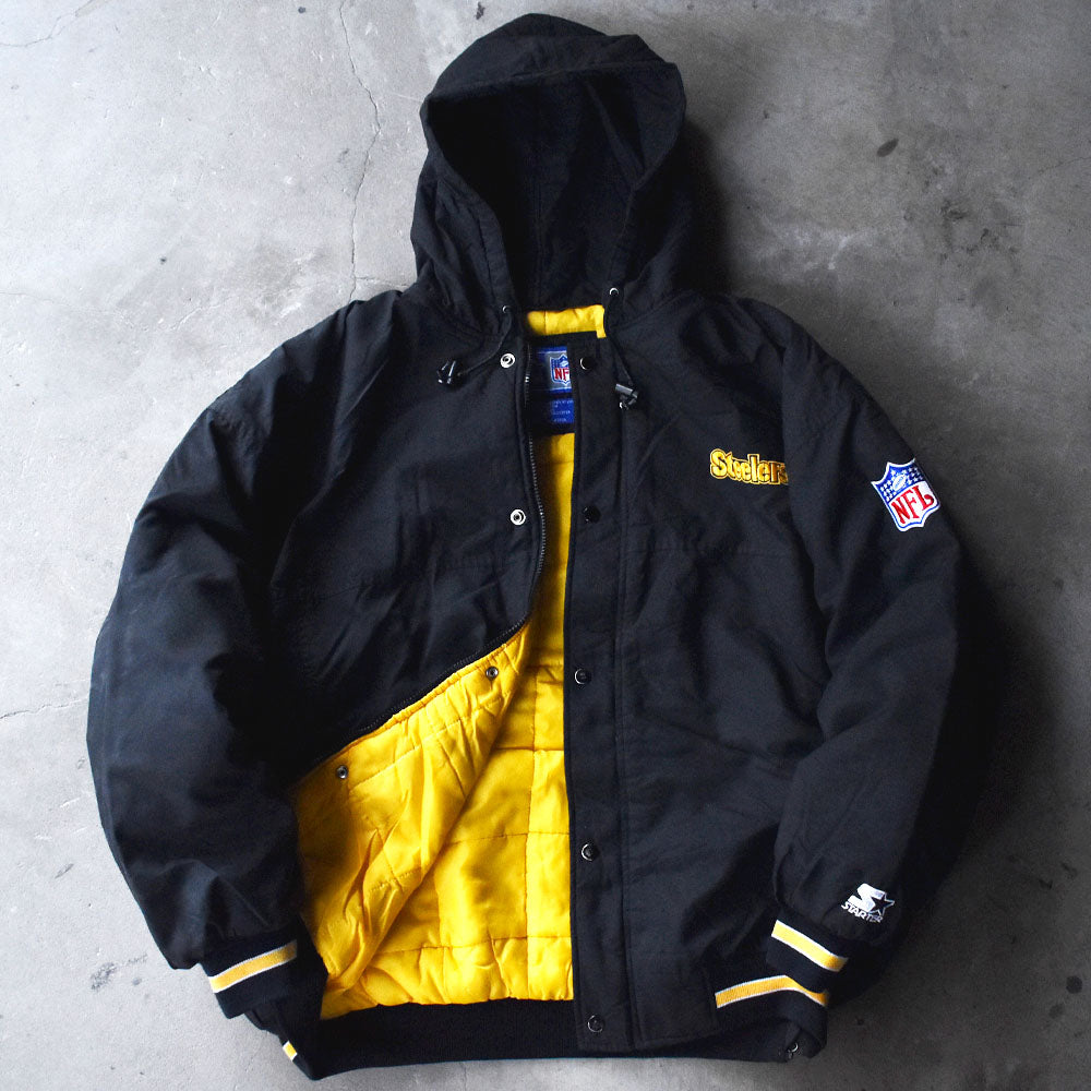90's STARTER “NFL Pittsburgh Steelers” 中綿入り フード ナイロン