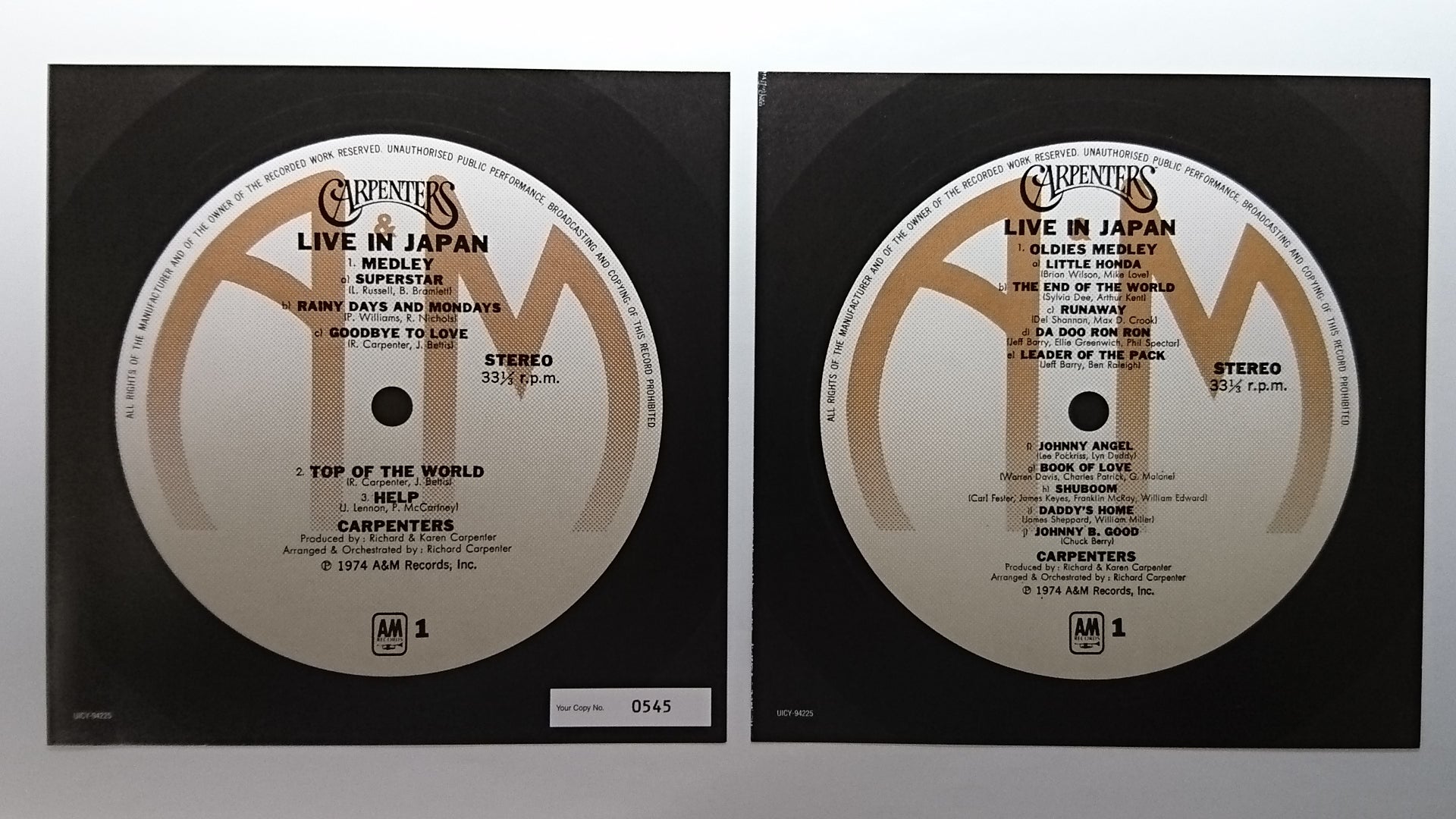 カーペンターズ / ライヴ・イン・ジャパン（紙ジャケット） | 今日も