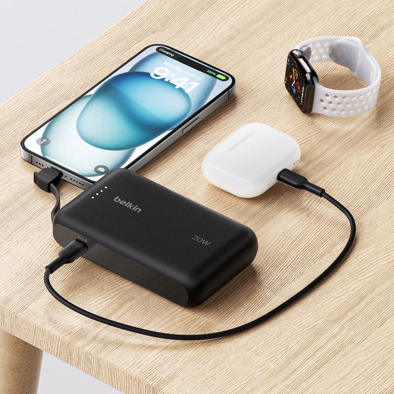 BELKIN BoostCharge 20W ケーブル内蔵 モバイルバッテリー 10000mAh PD