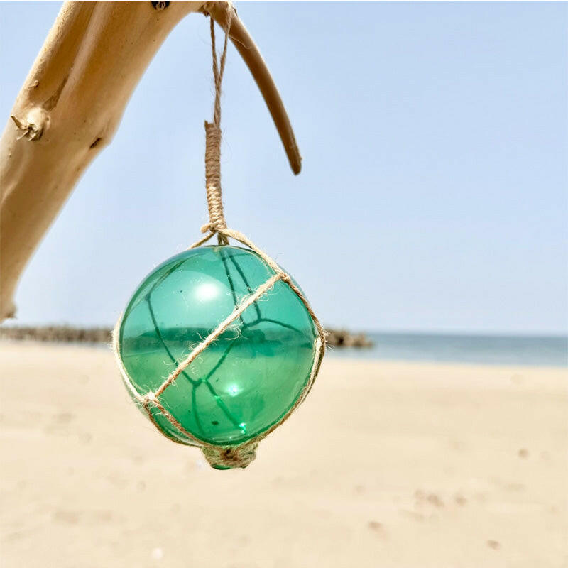 ガラスの浮き球 海の玉 吊り縄玉 ガラス製うきだま マリンディスプレイ