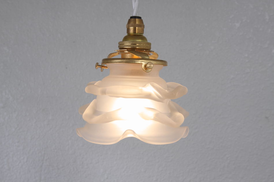 フロストガラス フラワーペンダントランプ｜アンティーク家具・照明の