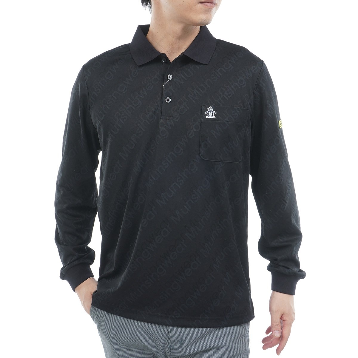 ストレッチ ロゴジャカード長袖ポロシャツ(長袖シャツ・ポロシャツ