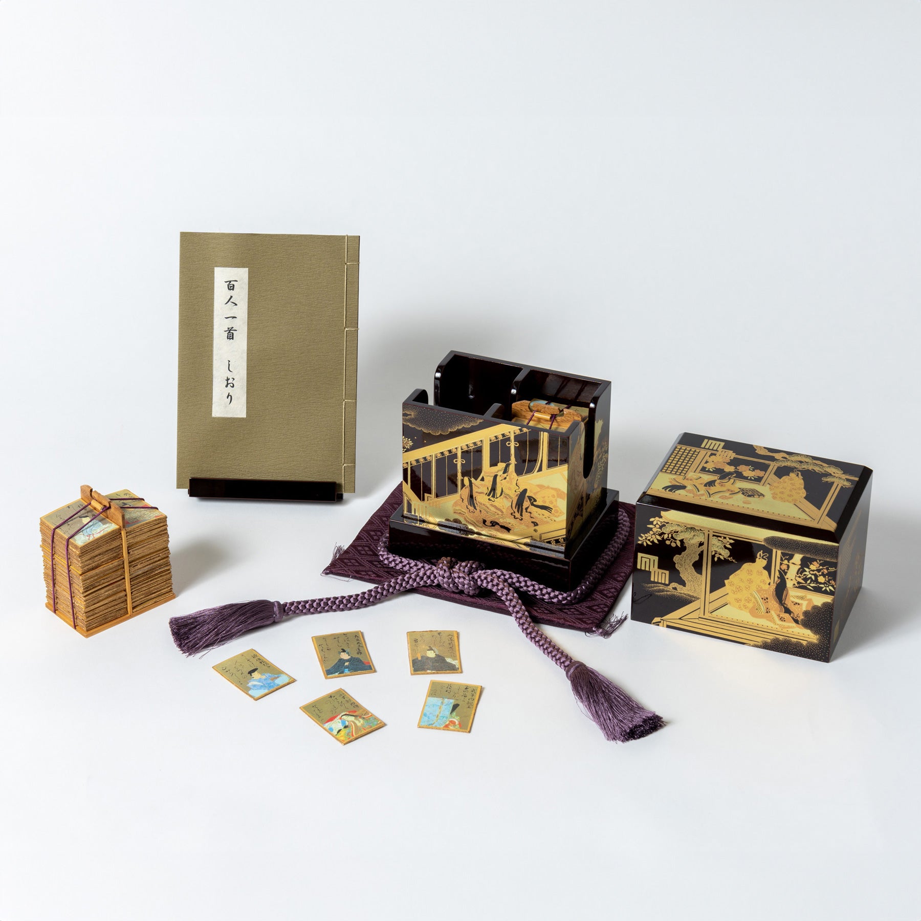 高級溜塗 源氏 百人一首かるた 35号 雛人形 お雛様 コンパクト