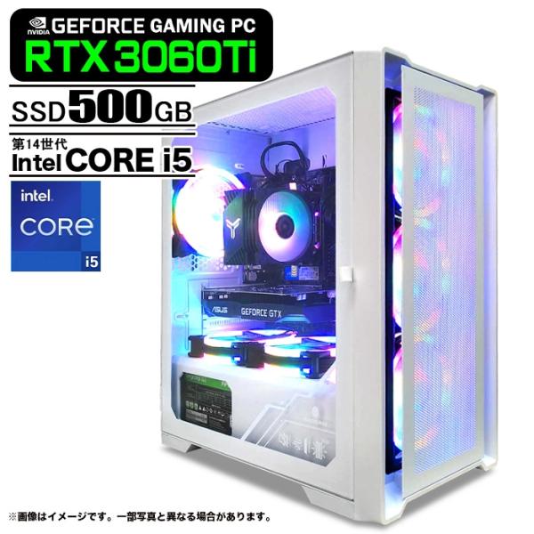 ゲーミングPC ホワイト メッシュ GeForce RTX3060Ti 第14世代 Corei5
