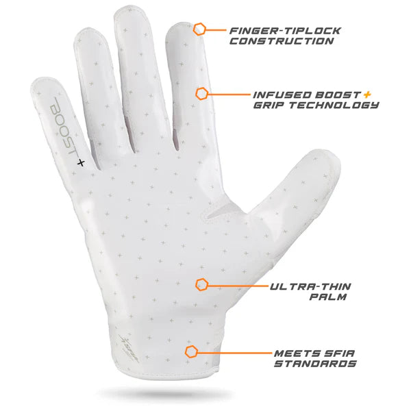 Grip Boost Stealth 6.0 Boost Plus Football Gloves - Solid White
