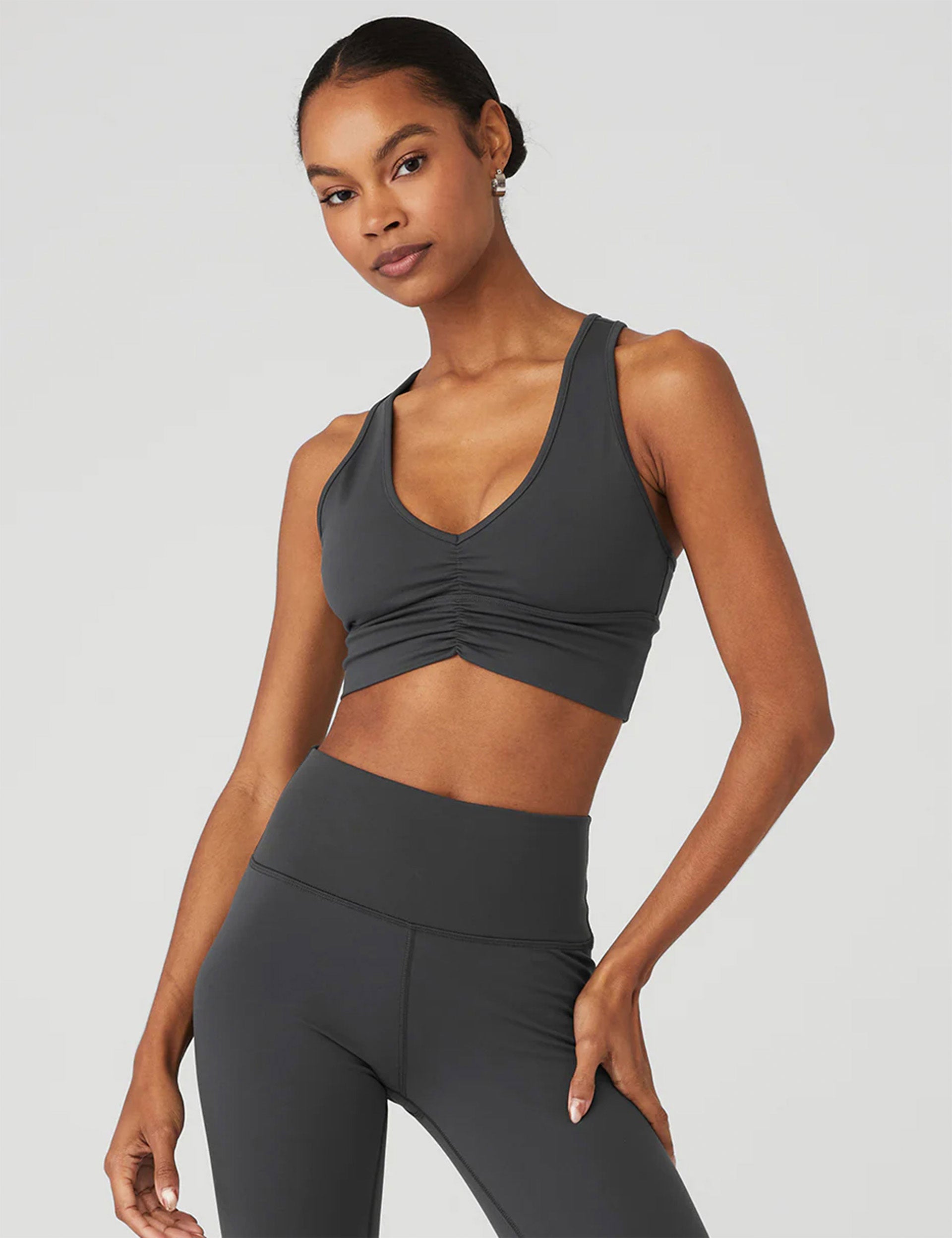 Alo Yoga | Wild Thing Bra - Anthracite | The Sports Edit