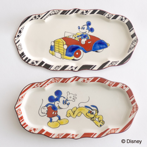 日本生活 九谷焼 ミッキー 葉形長皿 : 東京キッチュ ユニークな和雑貨