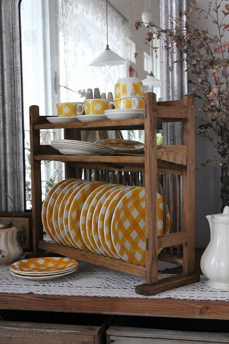 イギリスアンティーク オールドパインプレートラック」ココン