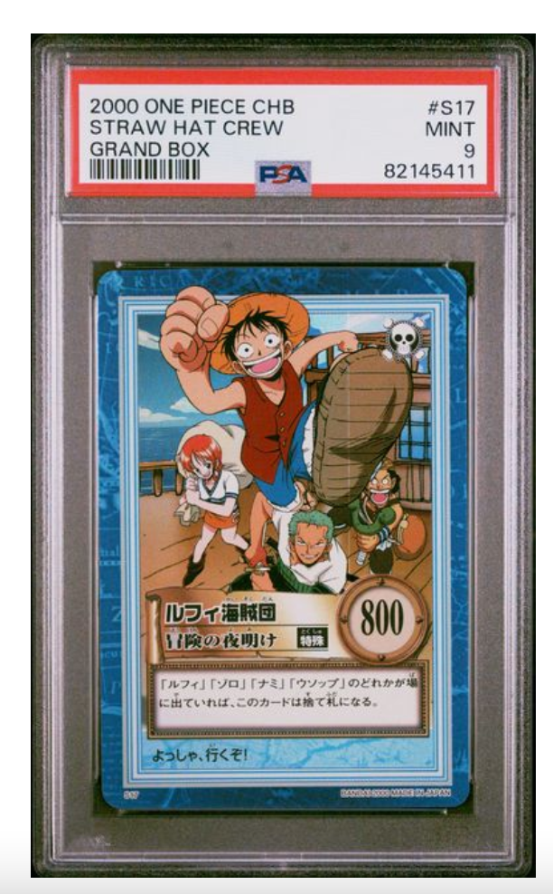 2000 One Piece Japanese Holo Straw Hat Crew S17 PSA 9 Carddass