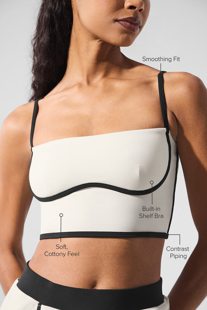 Airbrush Streamlined Bra Tank - Ivory/Black | ALO