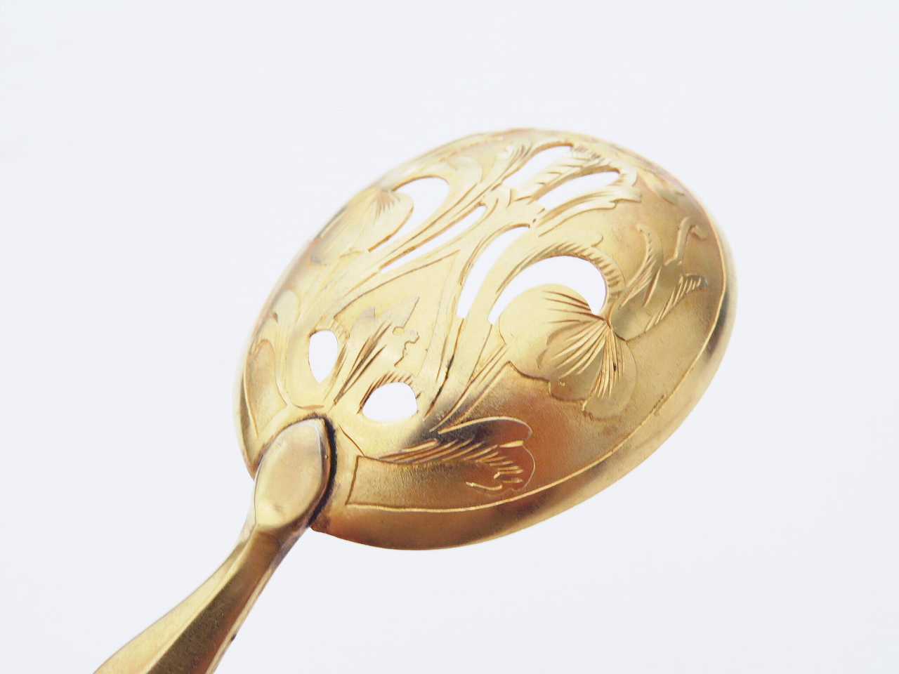 純銀 リボン装飾デザートカトラリーセット - 薔薇と天使のアンティーク