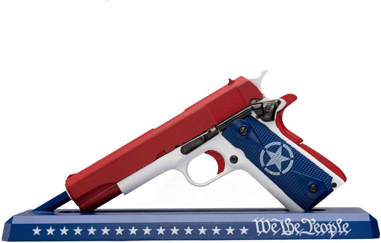 GUN1911USA - 1/2.5 Die Cast Metal 1911 USA Red White & Blue By