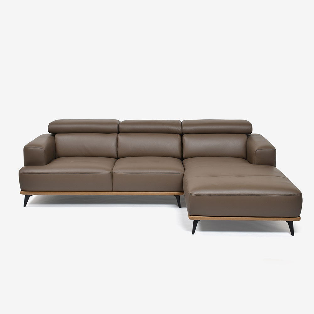 カウチソファ 向って右カウチ「ブレシア」幅240cm 半革#M-07 トープ色