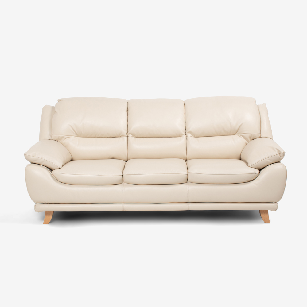 ソファ 3人掛け「オースチンKD」幅207cm 革#J/S-862C ビスク色 脚部全6