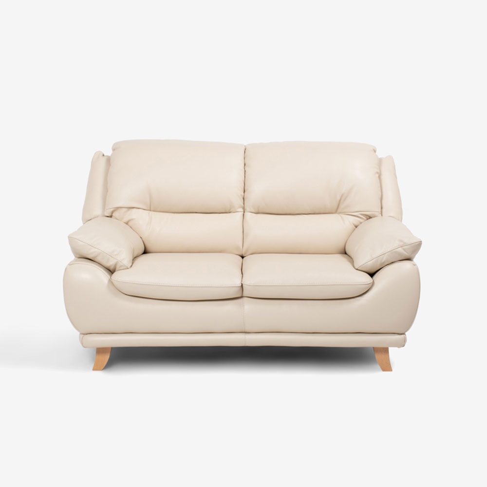 ラブソファ 2人掛け「オースチンKD」幅156cm 革#J/S-862C ビスク色 脚