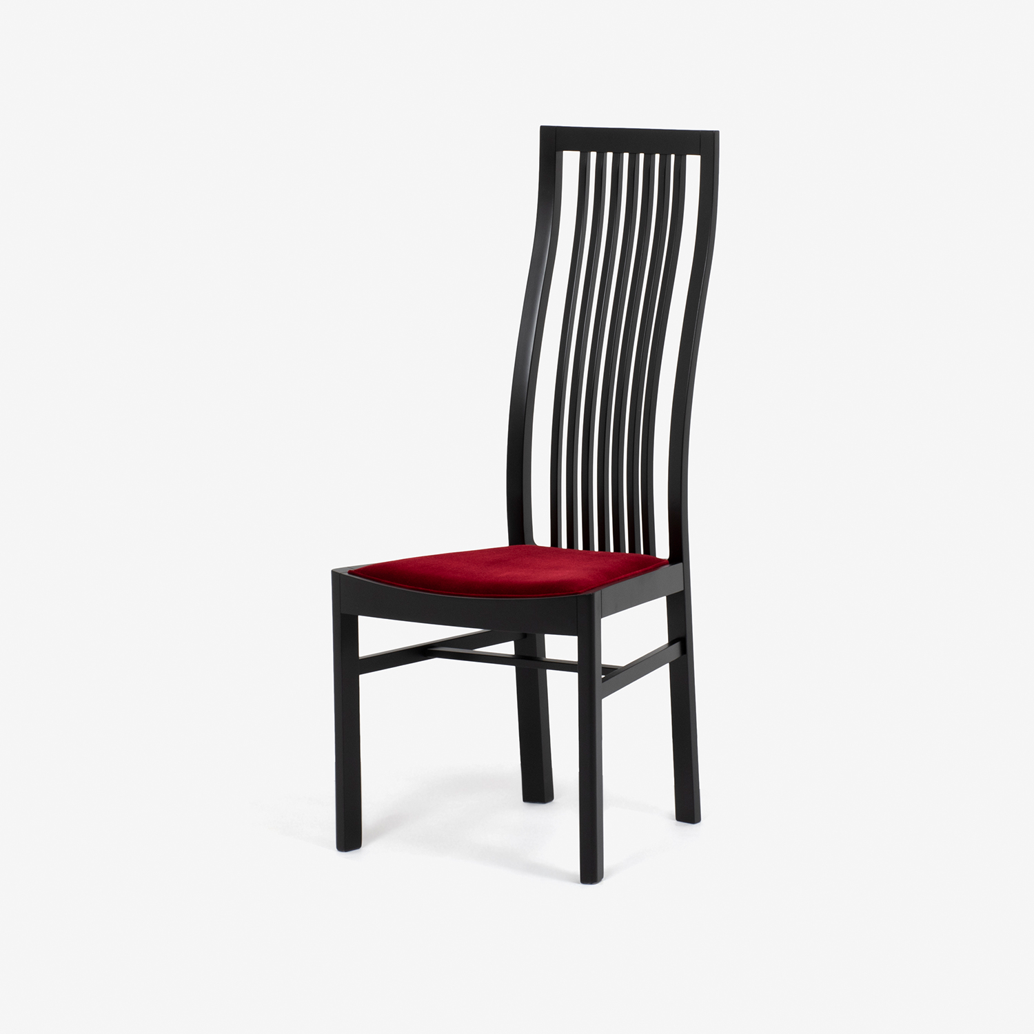 秋田木工 ダイニングチェア「2801」ブナ材ブラック色 張地ベルベット