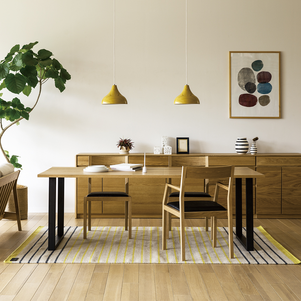 ダイニングテーブル「グラム」幅150cm ホワイトオーク材【受注生産品