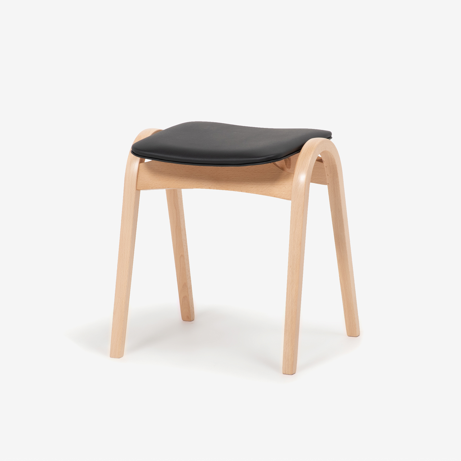 秋田木工 スツール「No.202」ブナ材NAナチュラル色 張地#PVCBK