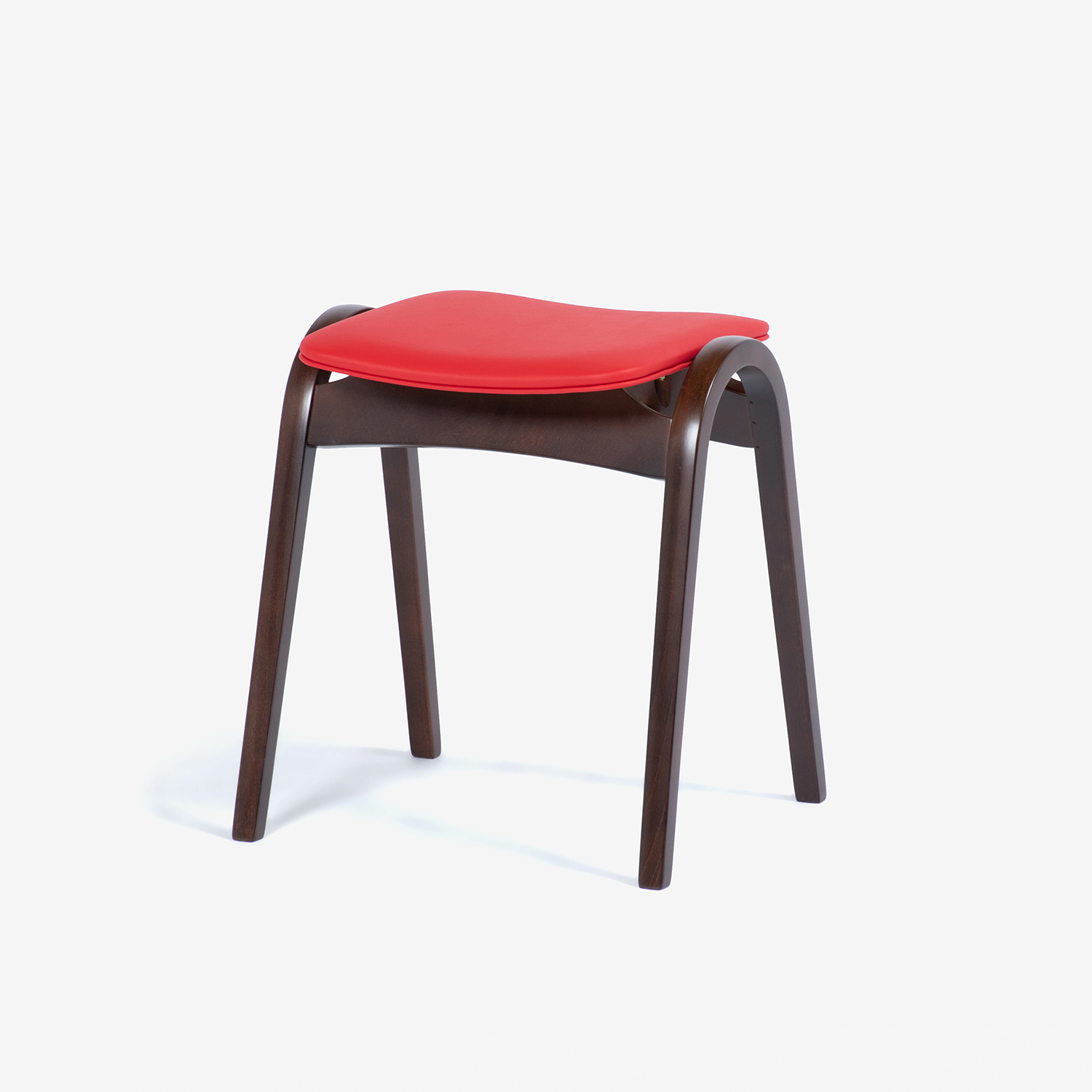 秋田木工 スツール「No.202」ブナ材WNウォールナット色 張地#PVCRED