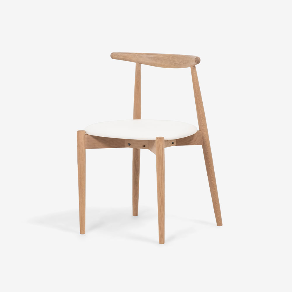 秋田木工 ダイニングチェア「No.0808」ナラ材 白木塗装 PVCIV2