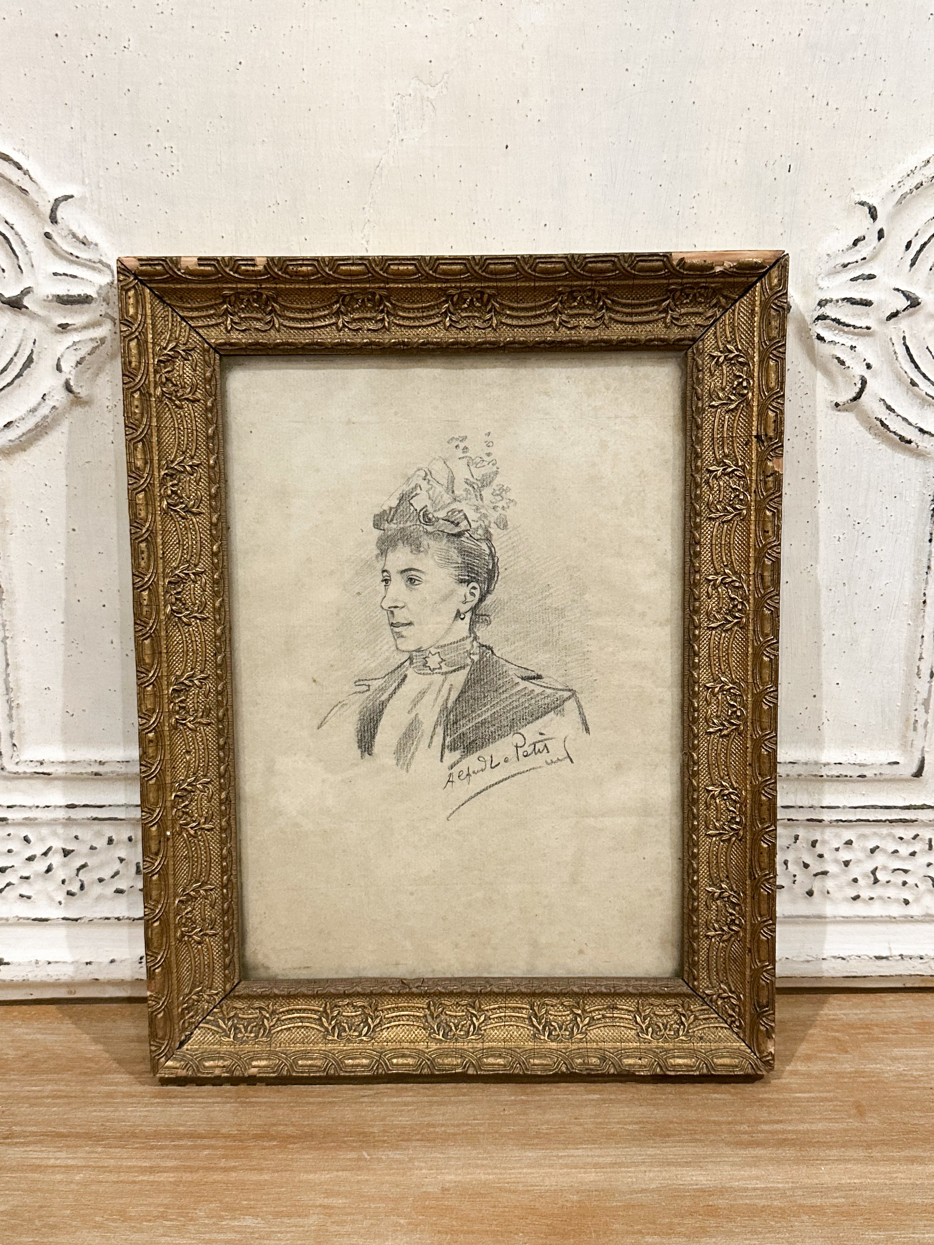 Antique sketch of a woman – Maison Elise