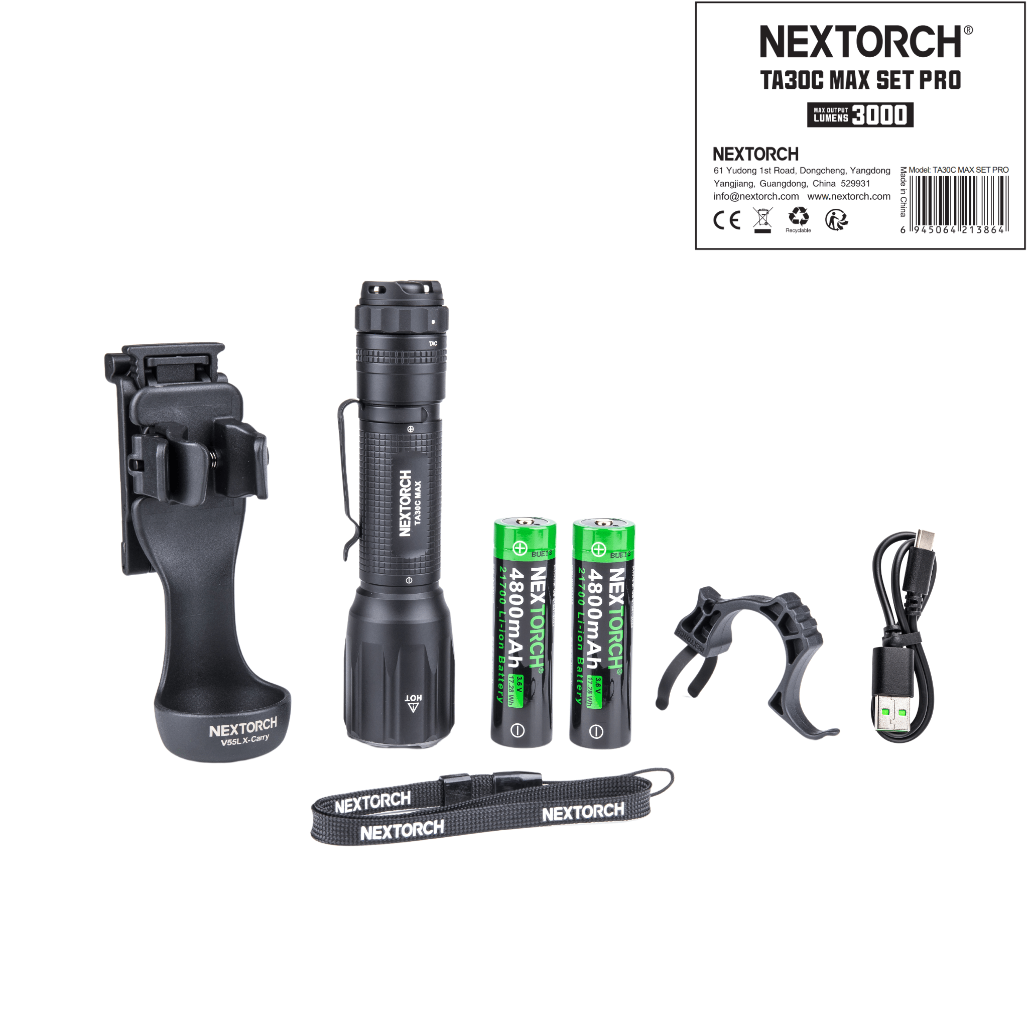 NEXTORCH TA30C MAX PRO Set – 3000 Lumen Tactical Flashlight