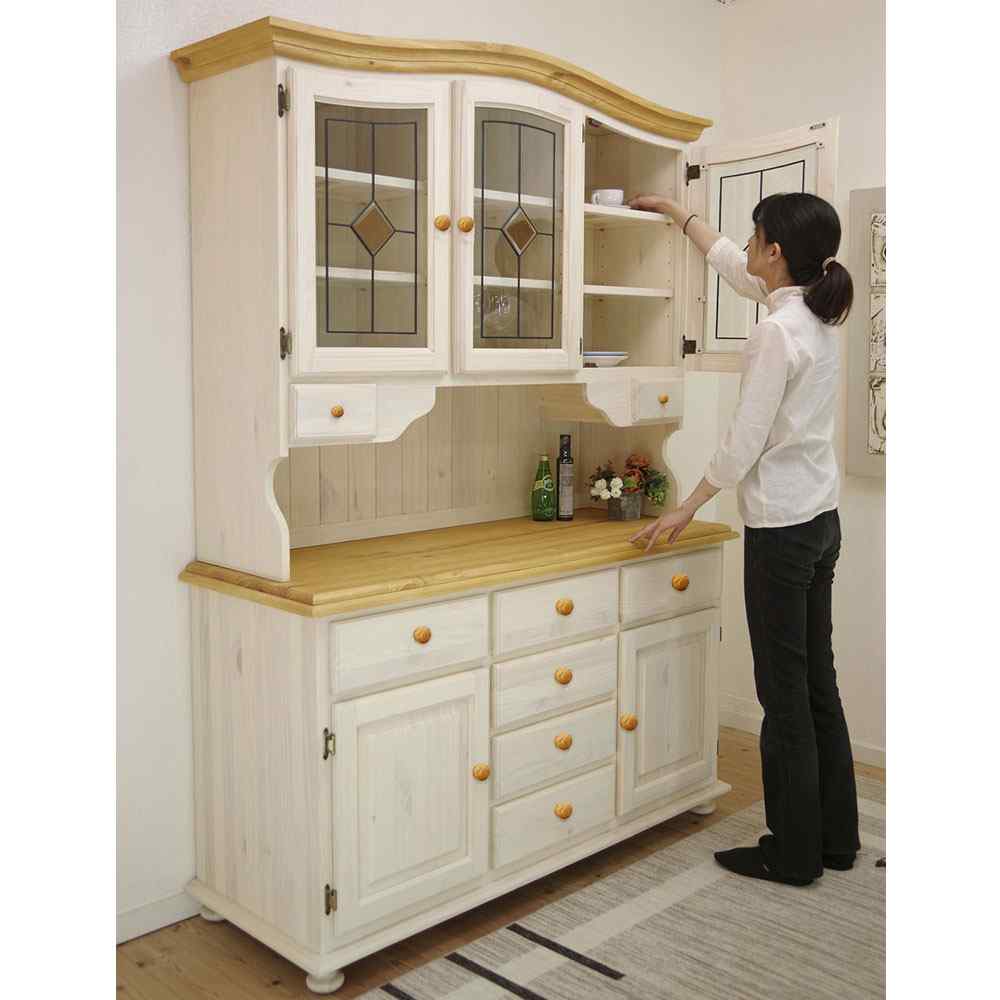 フレンチカントリー食器棚｜無垢パインキッチン収納