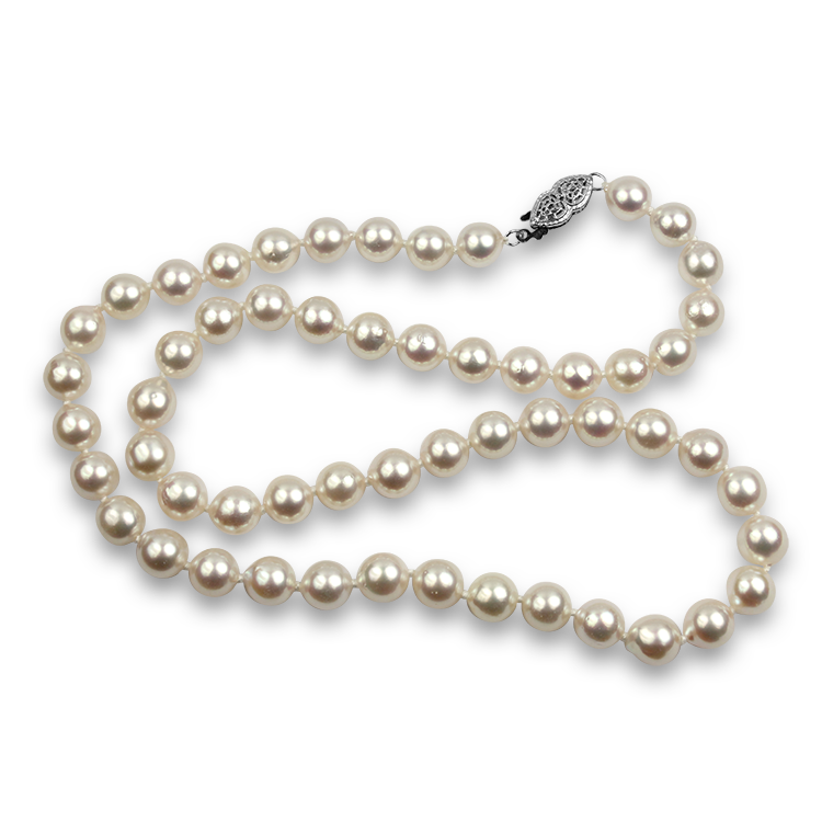 Mastoloni 14k White Gold Cultured Pearl Strand Necklace 18