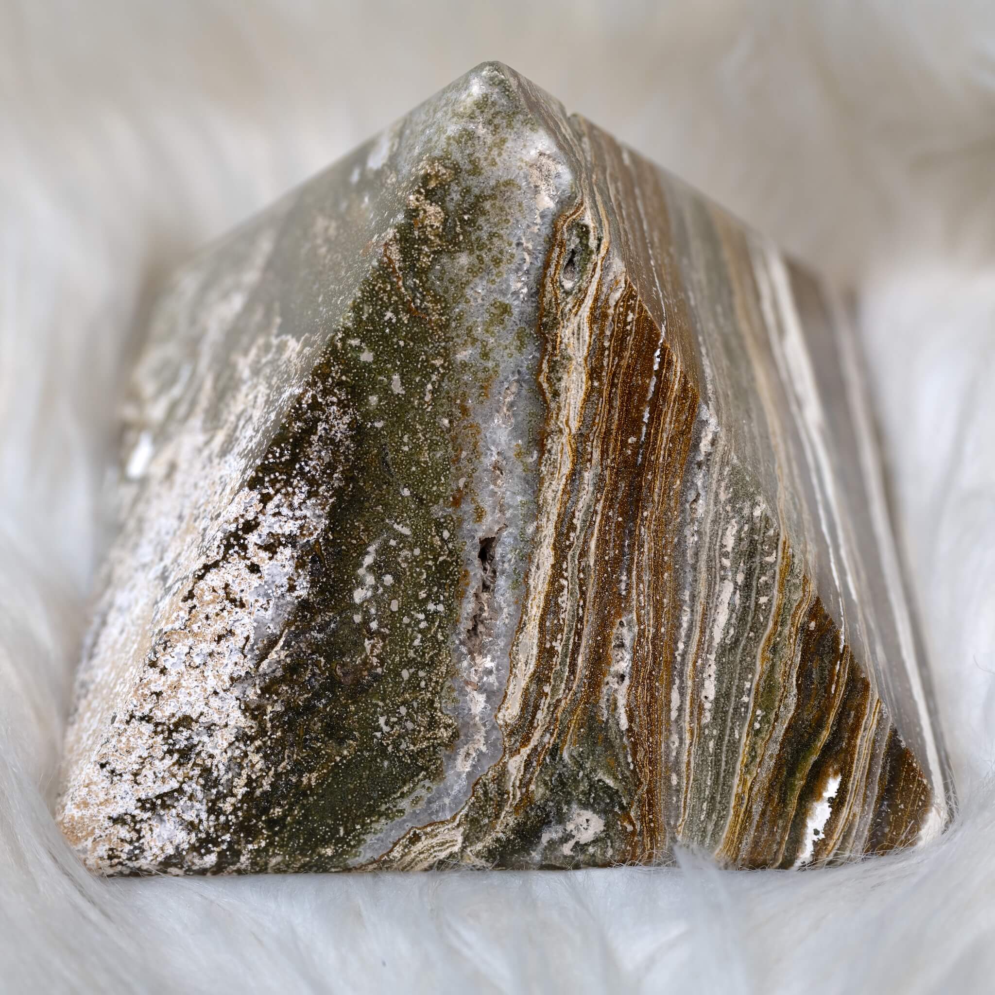 Ocean Jasper Pyramid | Hand-Polished Healing Crystal for Energy