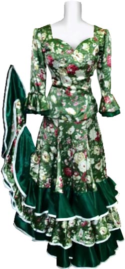 フラメンコ衣装ロゼ花子のイージーオーダー・花柄生地のワンピース