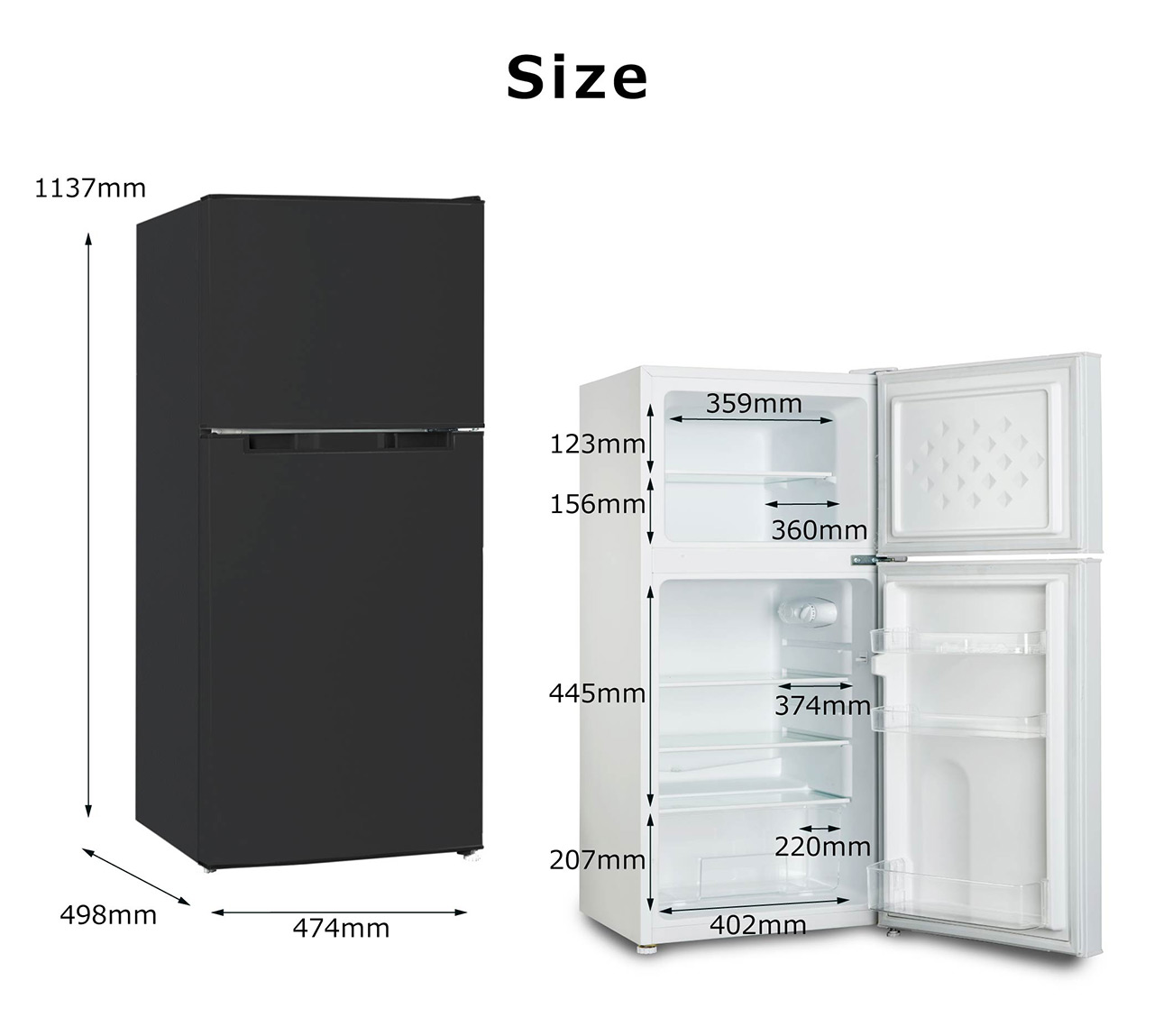 2ドア冷凍冷蔵庫 118L TH-118L2-BK : 製品一覧