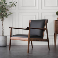 本革×木製フレームのレザーアームチェア｜おしゃれラウンジチェア – 6JOHAN