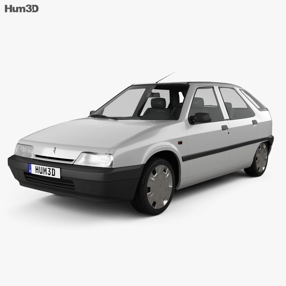 Citroen ZX 5-door hatchback 1998 3D model - Download Hatchback on