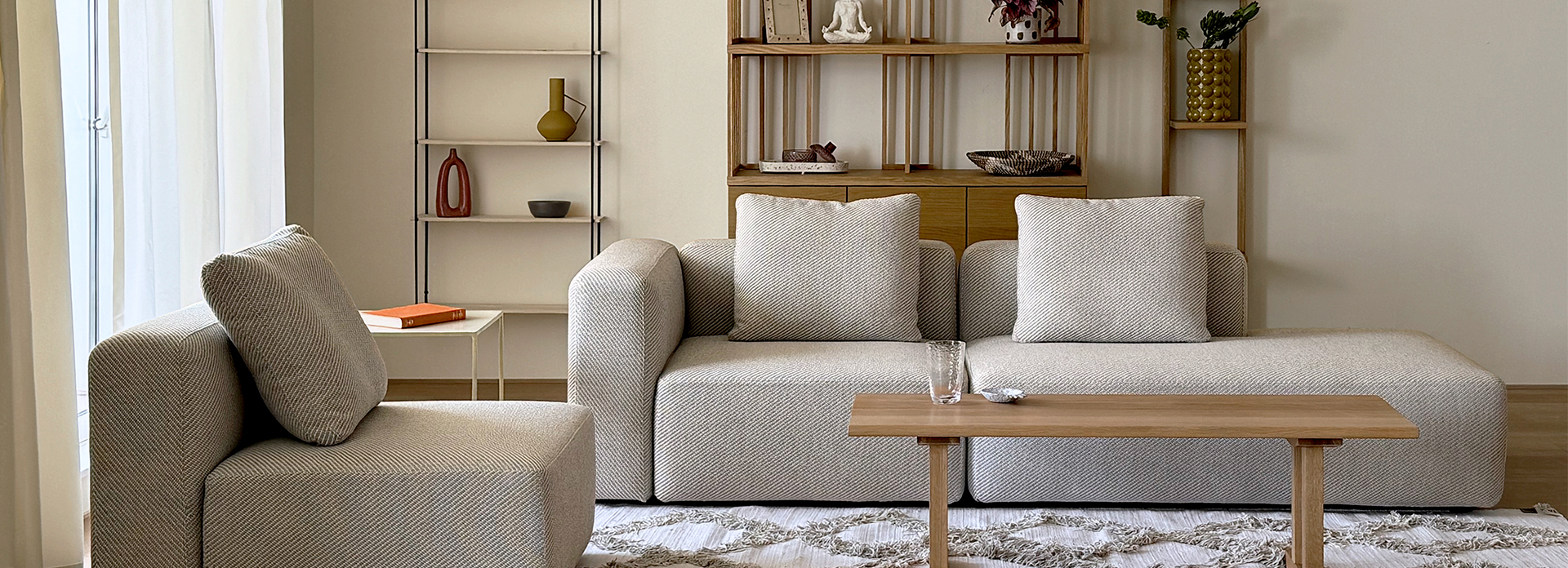 スモワ ソファ 1人掛け(肘なし) BEIGE (W80×D90×H82cm)税込¥68,000