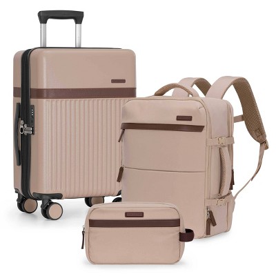 ELLE Luggage Checked Belleville 3pc Expandable Retro Spinner