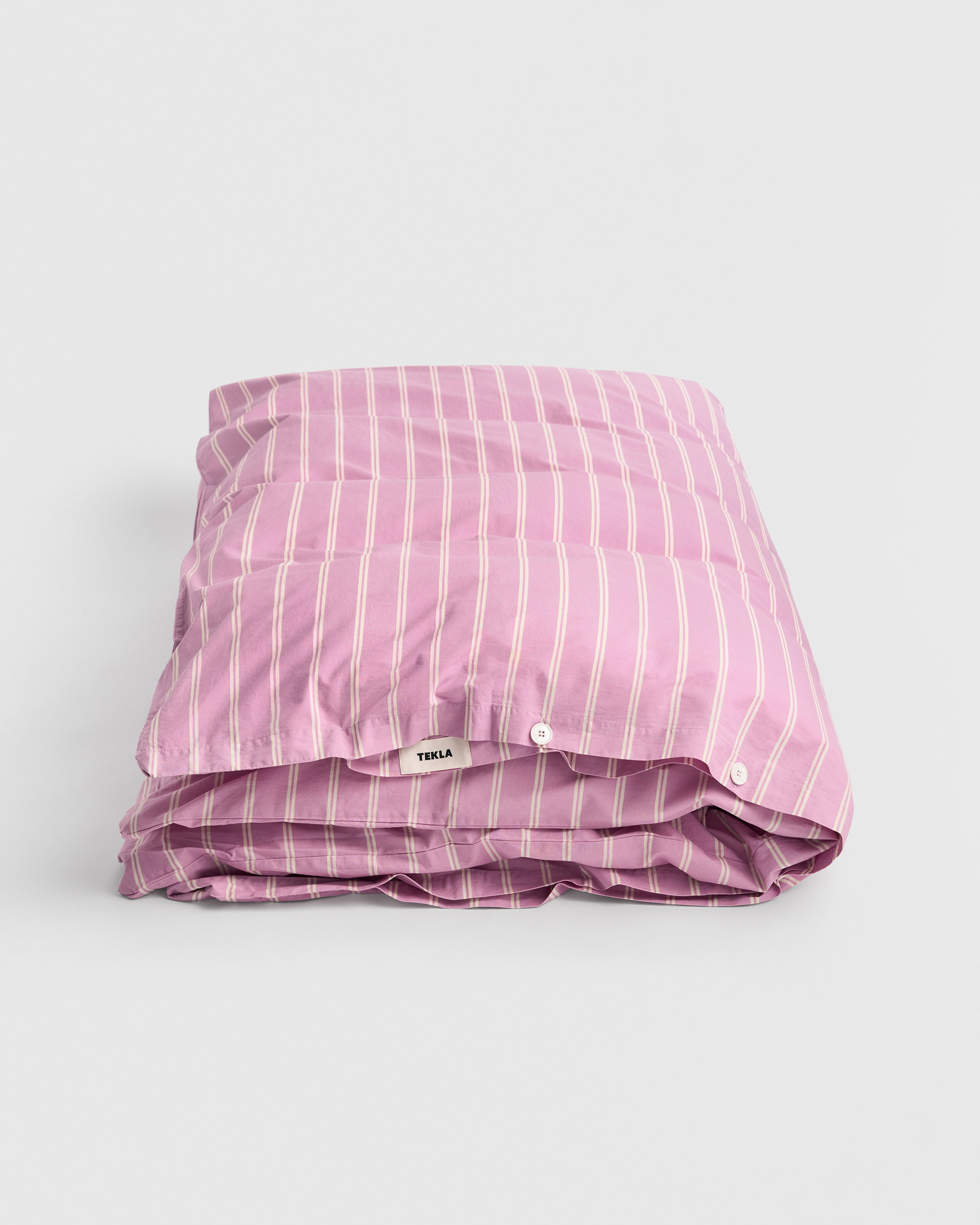 Percale duvet cover – Mallow Pink Stripes | Tekla Fabrics