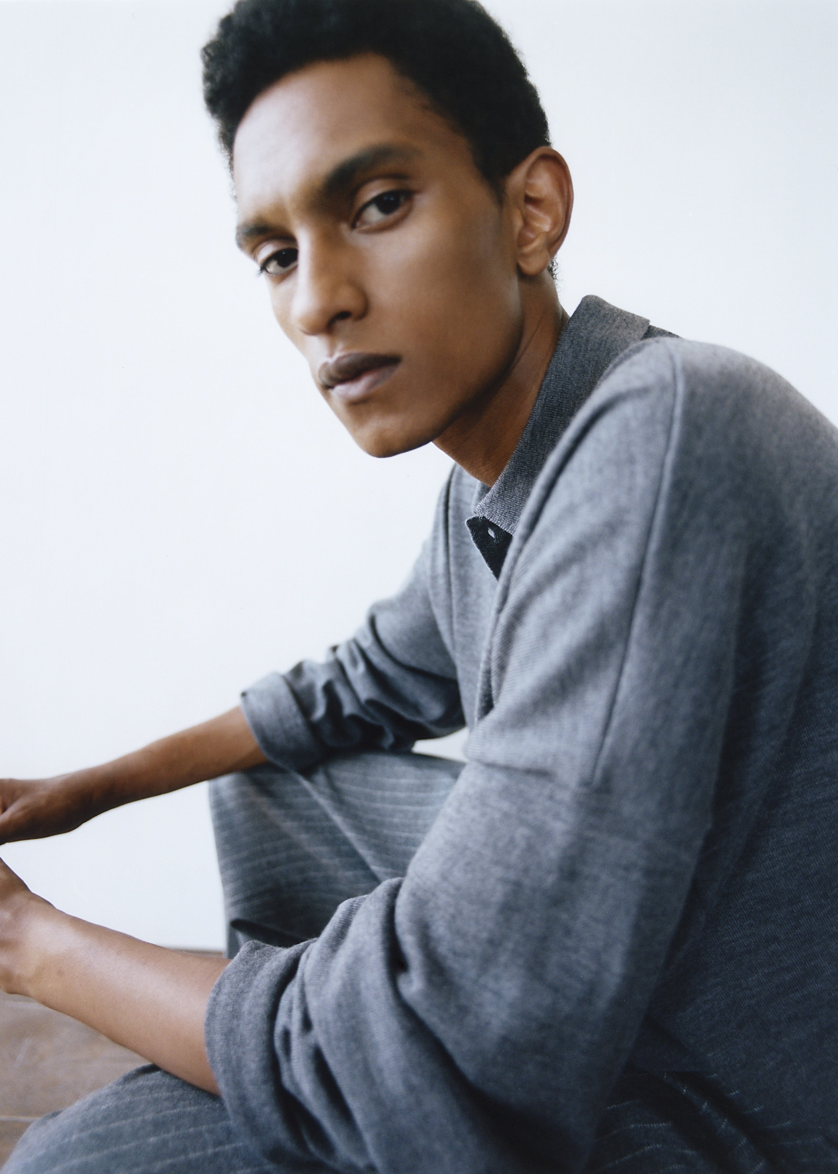 Meriel Wool Polo Sweater - Grey – The Frankie Shop