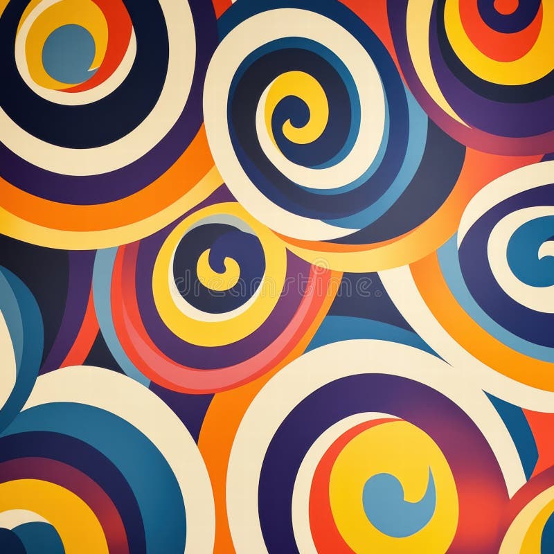Retro Inspired Spiral Pattern with Vibrant Colors Reminiscent of