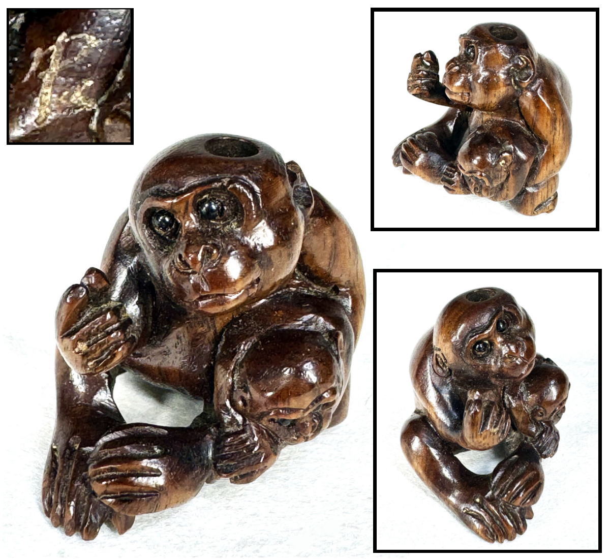 楽天市場】猿 根付（東洋彫刻｜彫刻）：アート・美術品・骨董品・民芸