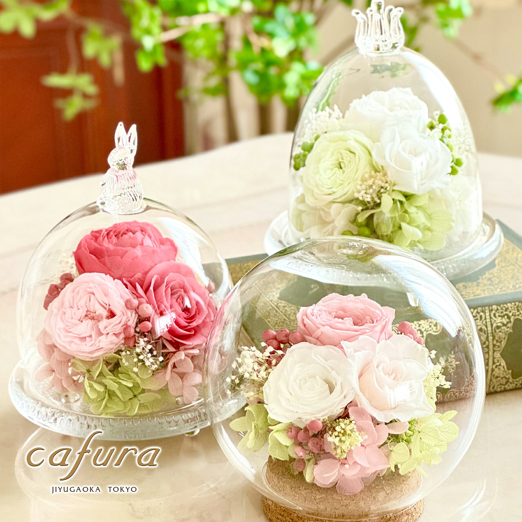 楽天ランキング1位】 プリザーブドフラワーガラスベアドーム