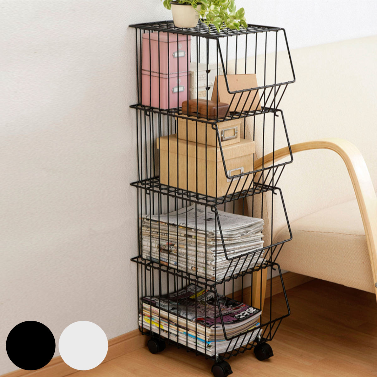楽天市場】スタッキング ワイヤーバスケット（キッチン収納｜収納家具